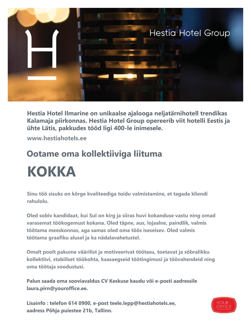 Hestia Hotel Ilmarine Kokk (Hestia Hotel Ilmarine)