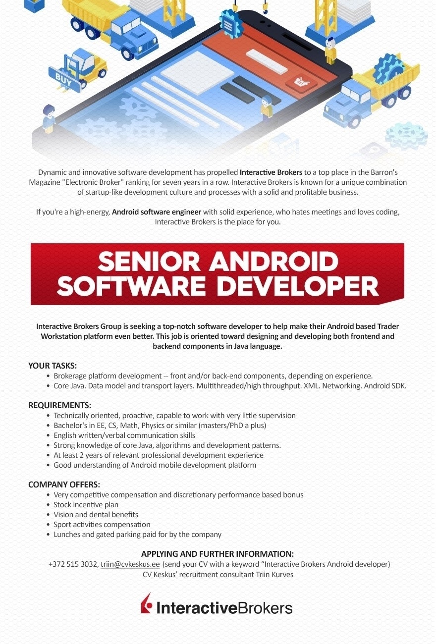 CV KESKUS OÜ Senior Android software developer (Interactive Brokers)