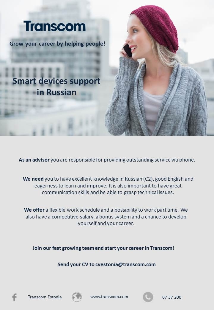 Transcom Eesti OÜ Smart devices support in Russian  