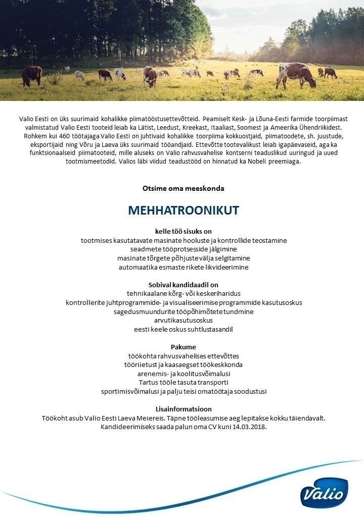 Valio Eesti AS Mehhatroonik