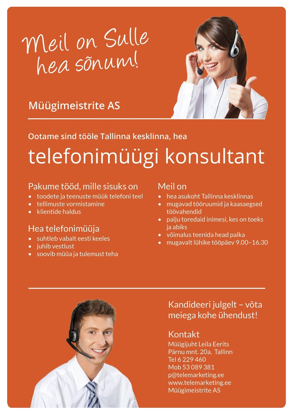 Müügimeistrite AS Telefonimüügi konsultant