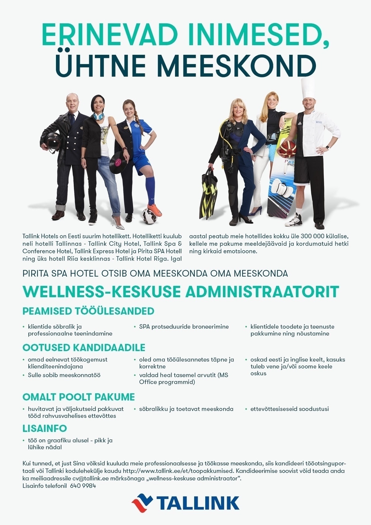 Tallink Grupp AS Wellness-keskuse administraator (Pirita SPA Hotel)