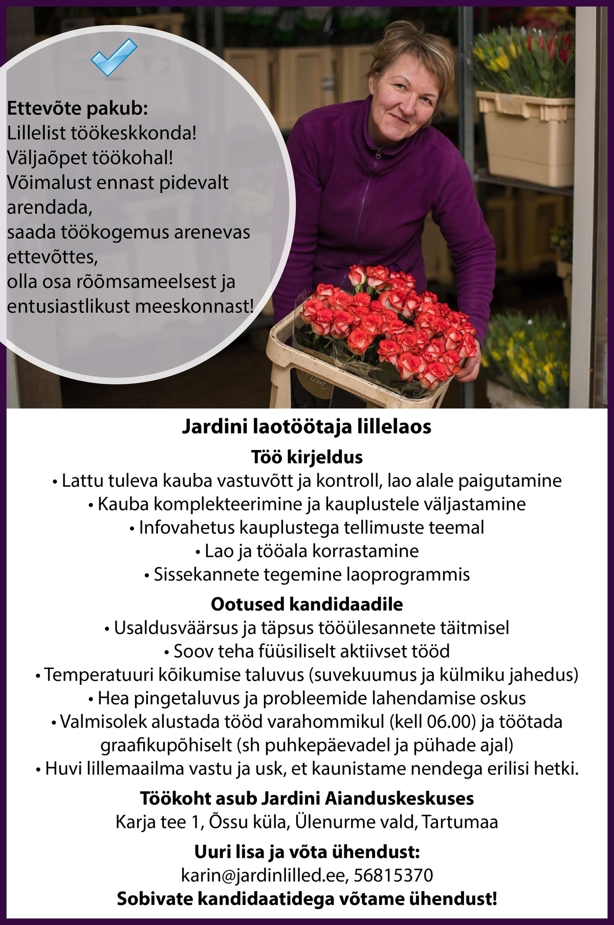 Jardin OÜ Laotöötaja lillelaos (Tartu)