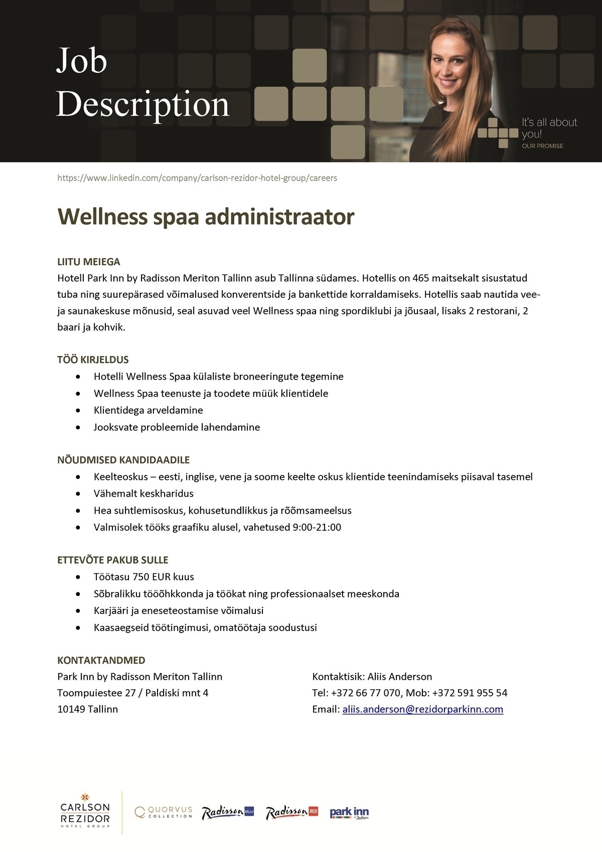 Meriton Hotels AS Wellness spaa administraator