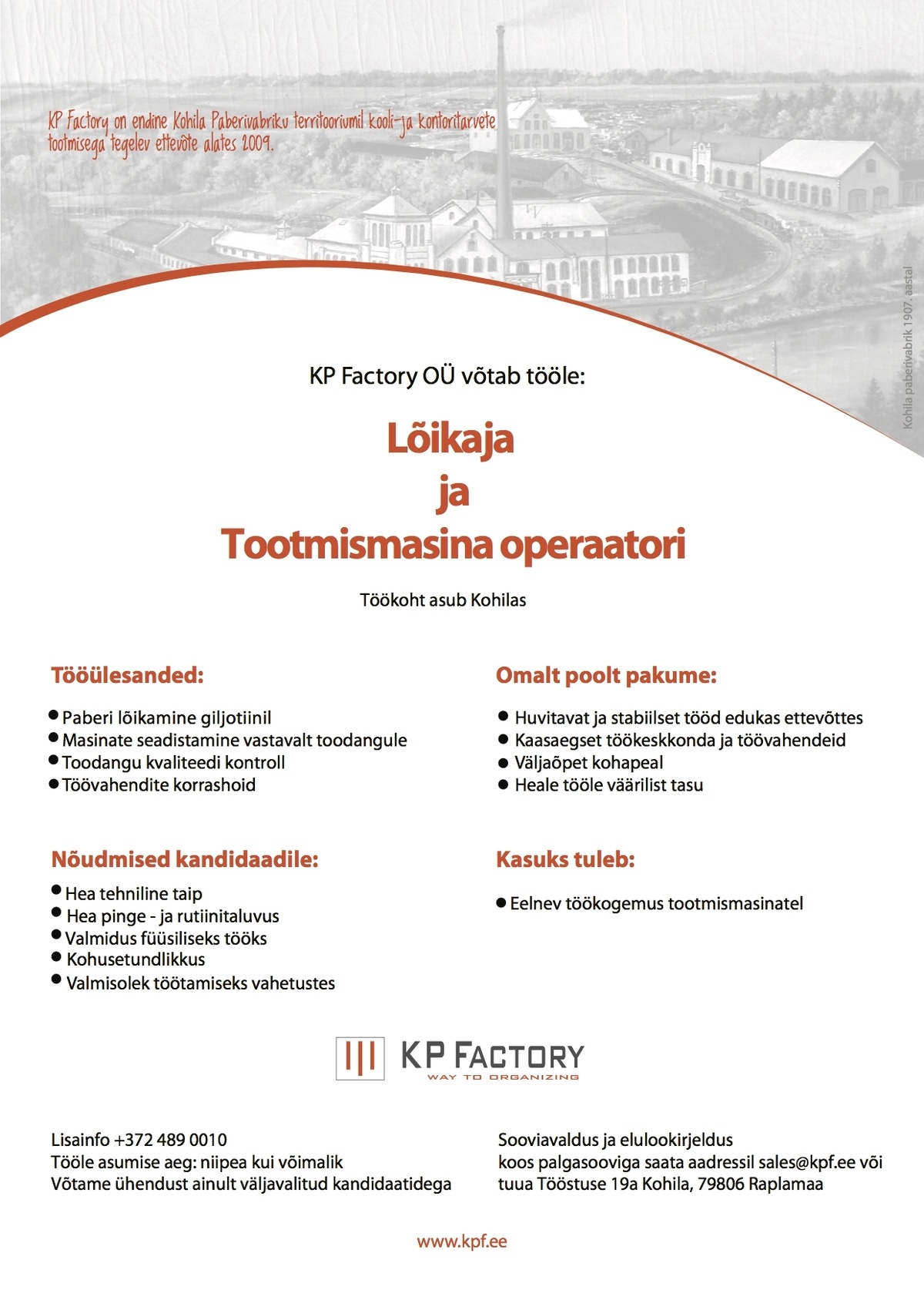 KP Factory OÜ Operaator