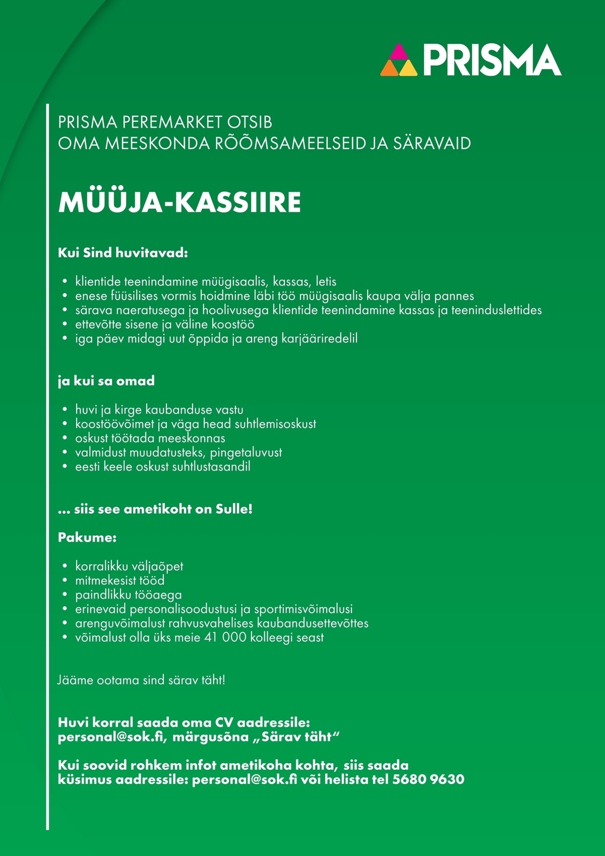 Prisma Peremarket AS MÜÜJA-KASSIIR