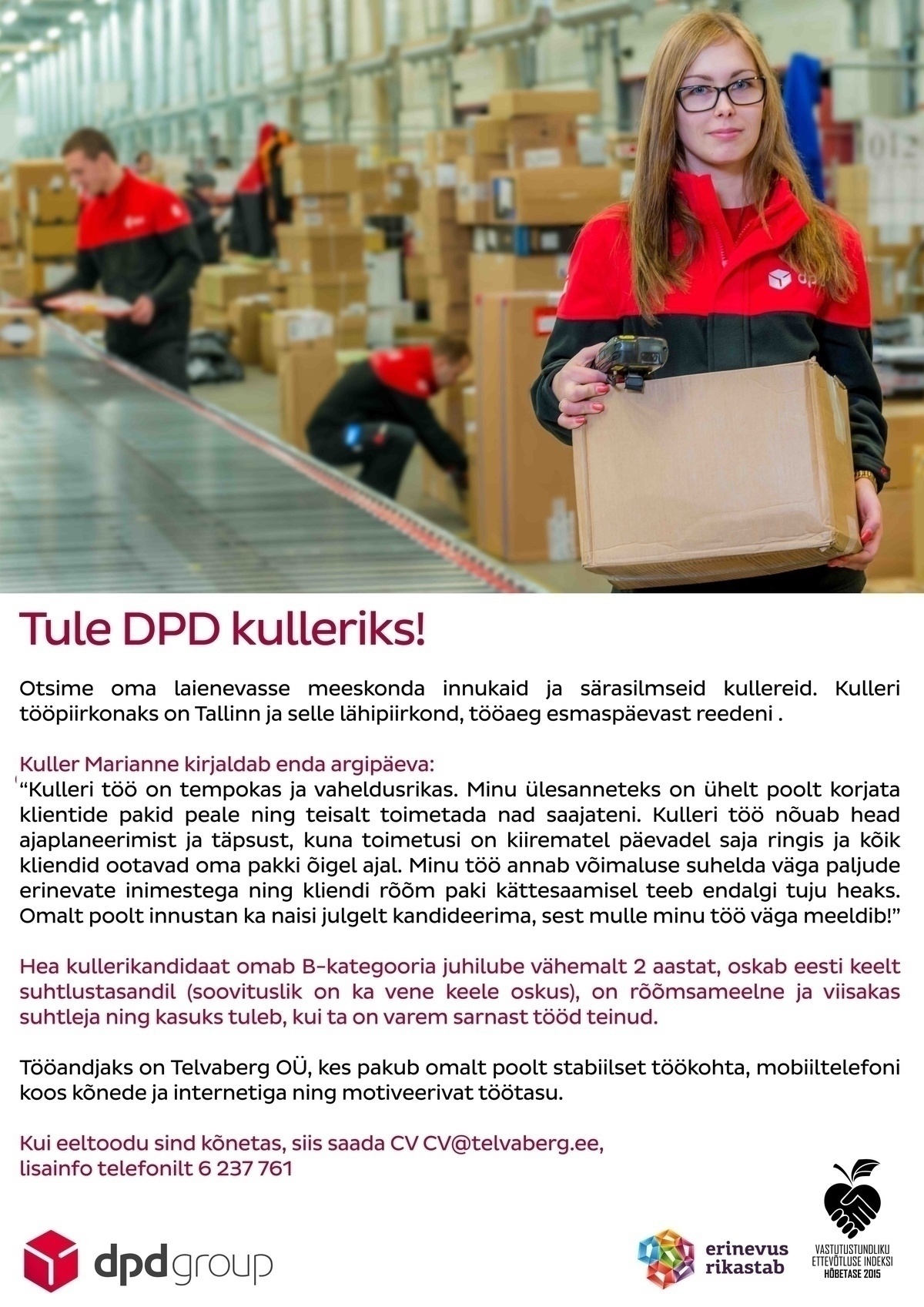 DPD Eesti AS Kuller-autojuht Tallinnas, B kat load