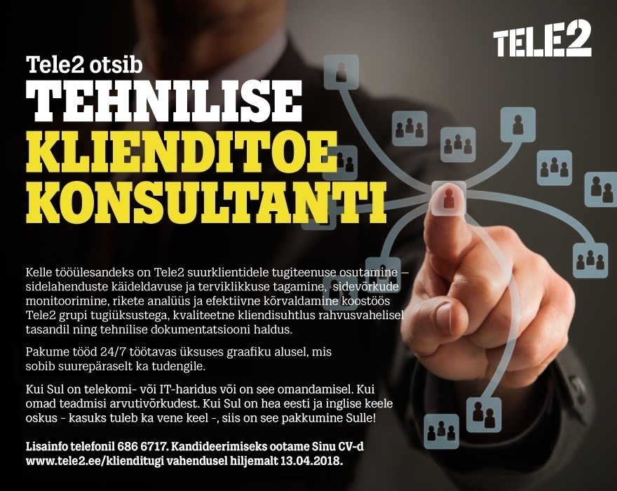 Tele2 Eesti AS Tehnilise klienditoe konsultant