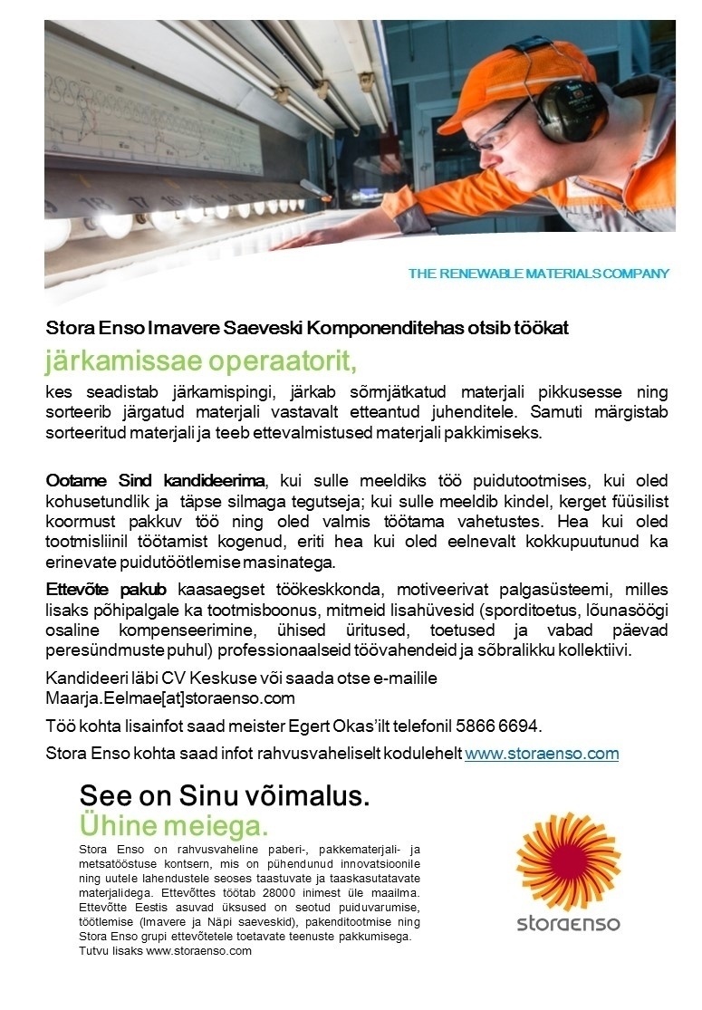 Stora Enso Eesti AS Järkamissae operaator