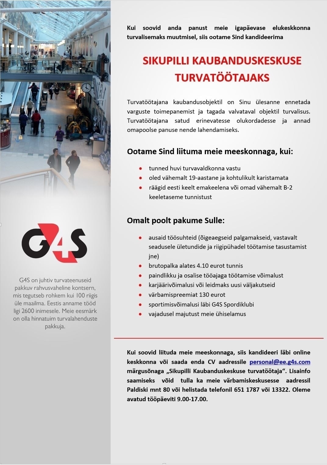 AS G4S Eesti Sikupilli Kaubanduskeskuse turvatöötaja