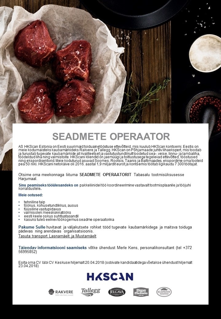 HKScan Estonia AS Operaator