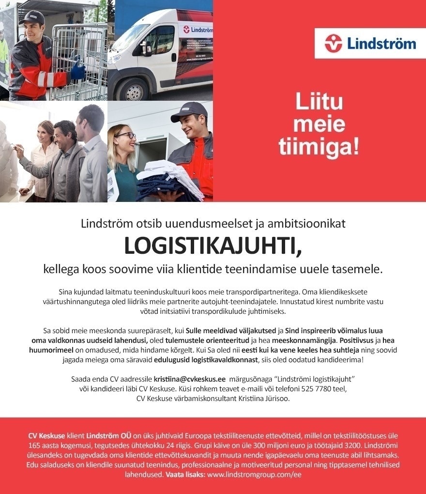 CV KESKUS OÜ Lindströmi logistikajuht