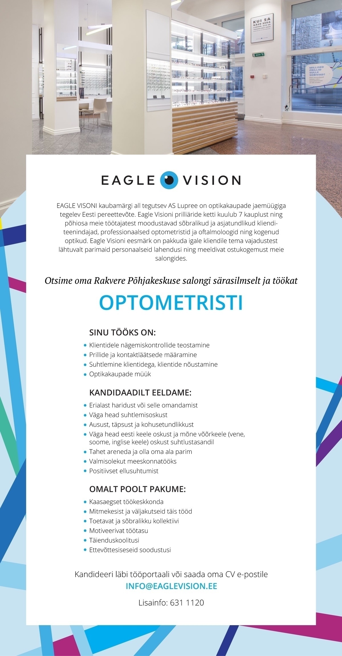 LUPREE AS / EAGLE VISION OPTOMETRIST Rakvere Põhjakeskuse salongi