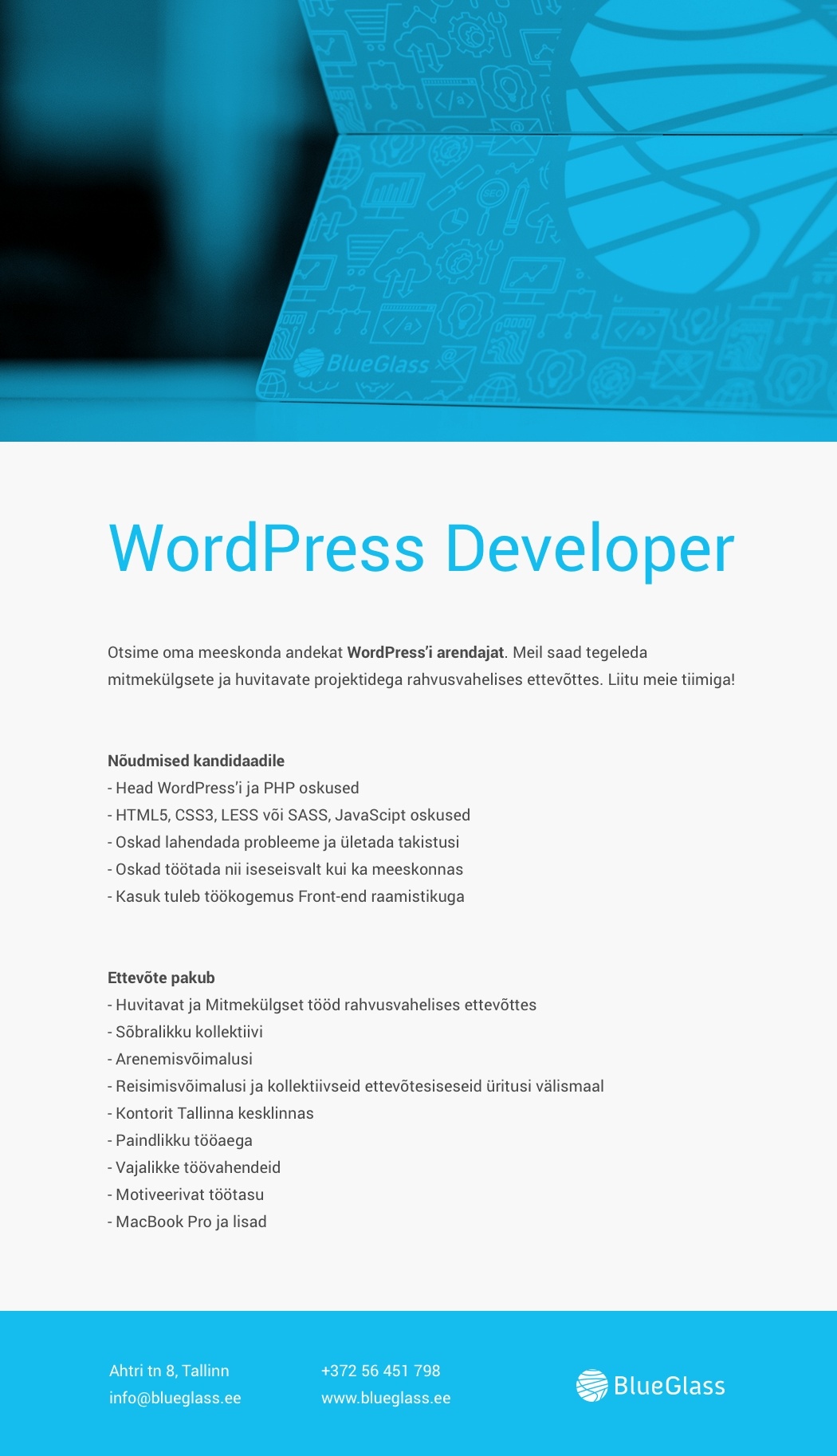 BlueGlass Interactive OÜ 	 WordPress developer / arendaja / разработчик 