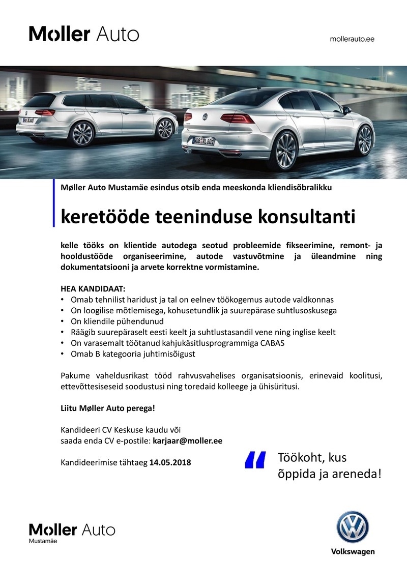 Møller Auto Keretööde teeninduse konsultant