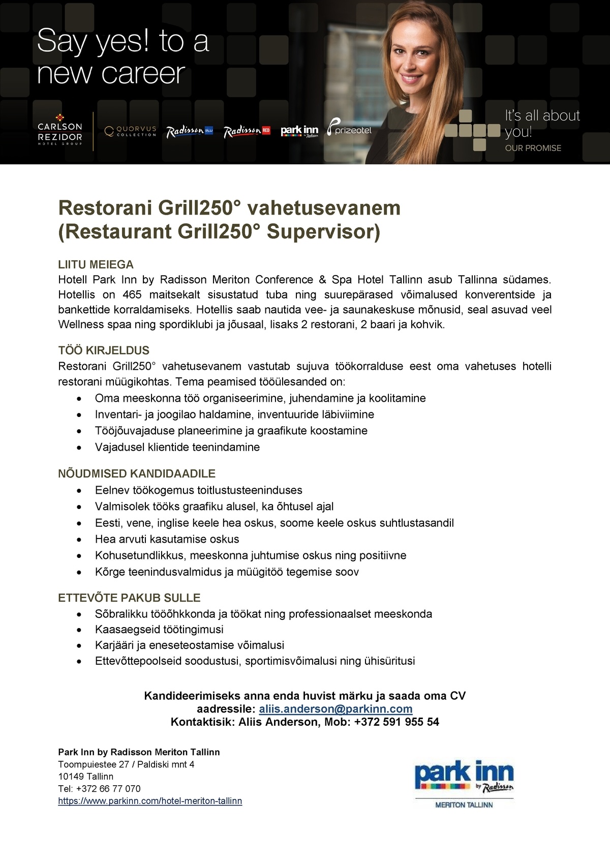 Meriton Hotels AS Restorani Grill250° vahetusevanem