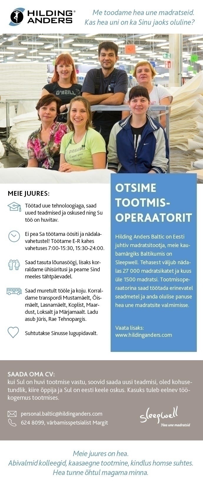 Hilding Anders Baltic AS Tootmisoperaator 