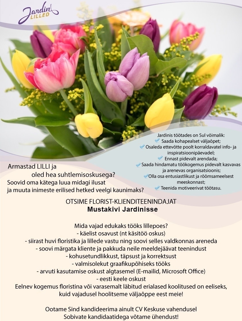 Jardin OÜ Florist-klienditeenindaja (Mustakivi)