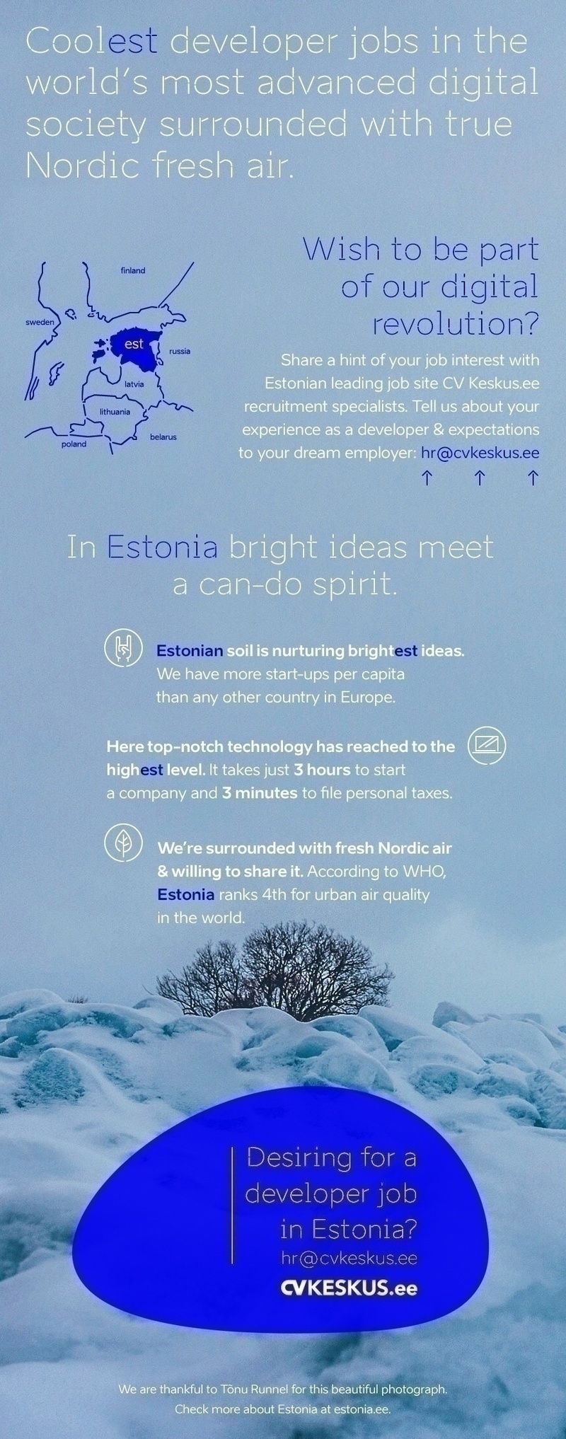 CV Keskus Developer, welcome to Estonia!