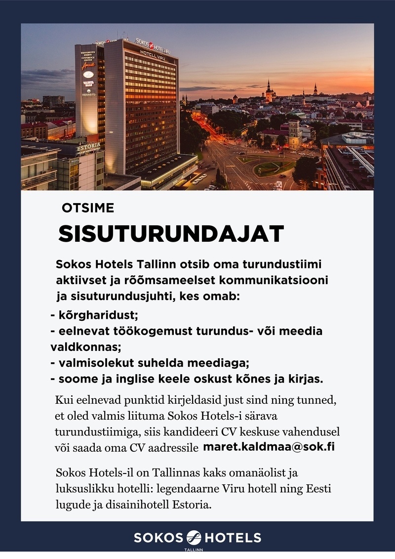 Original Sokos Hotel Viru Kommunikatsiooni- ja sisuturundusjuht