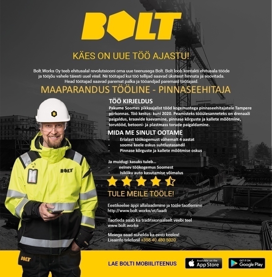 Bolt.Works Oy MAAPARANDUS TÖÖLINE - PINNASEEHITAJA (PIKAAJALINE)