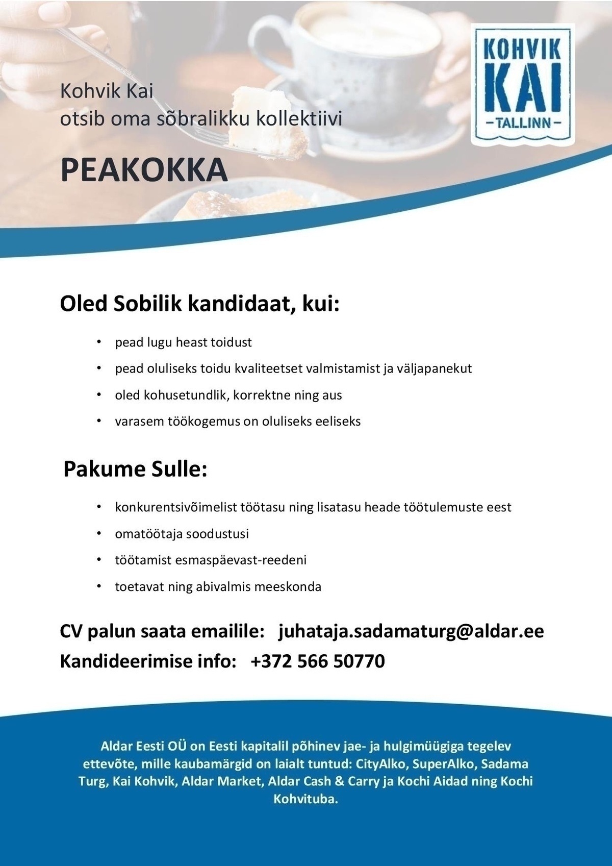 OÜ Aldar Eesti Peakokk Kai Kohvikus