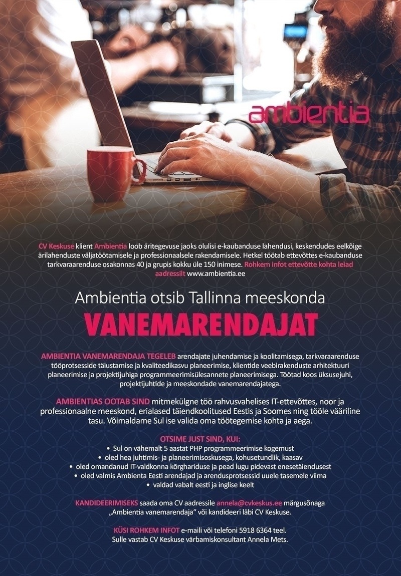 Ambientia Estonia OÜ Ambientia otsib Tallinna meeskonda CTO/vanemarendajat