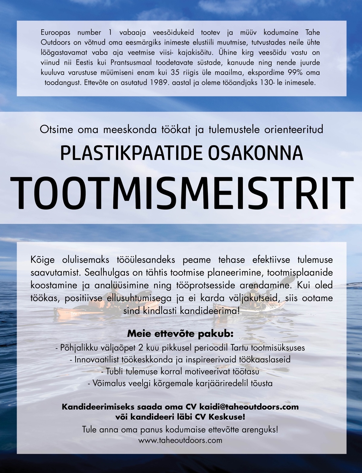 Tahe Kayaks OÜ Tootmismeister