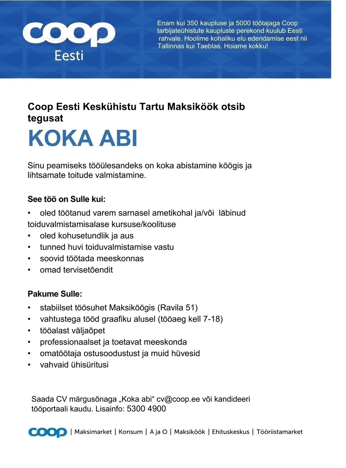 Coop Eesti Keskühistu Koka abi (Maksiköök)