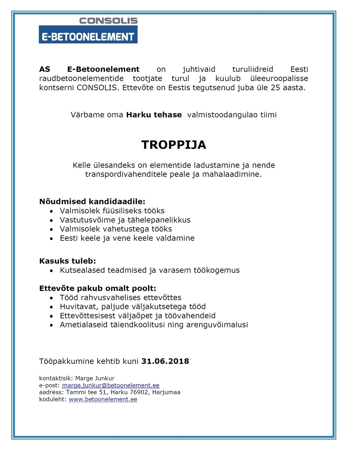 E-Betoonelement AS Troppija (Harkus)