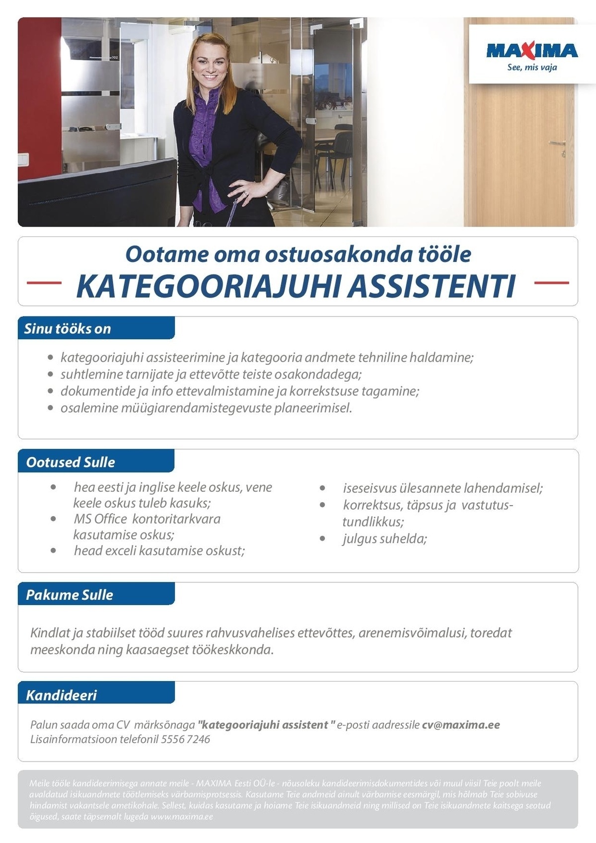 Maxima Eesti OÜ Kategooriajuhi assistent