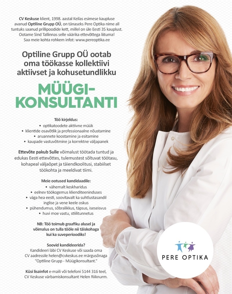 Optiline Grupp OÜ Müügikonsultant (Optiline Grupp OÜ)