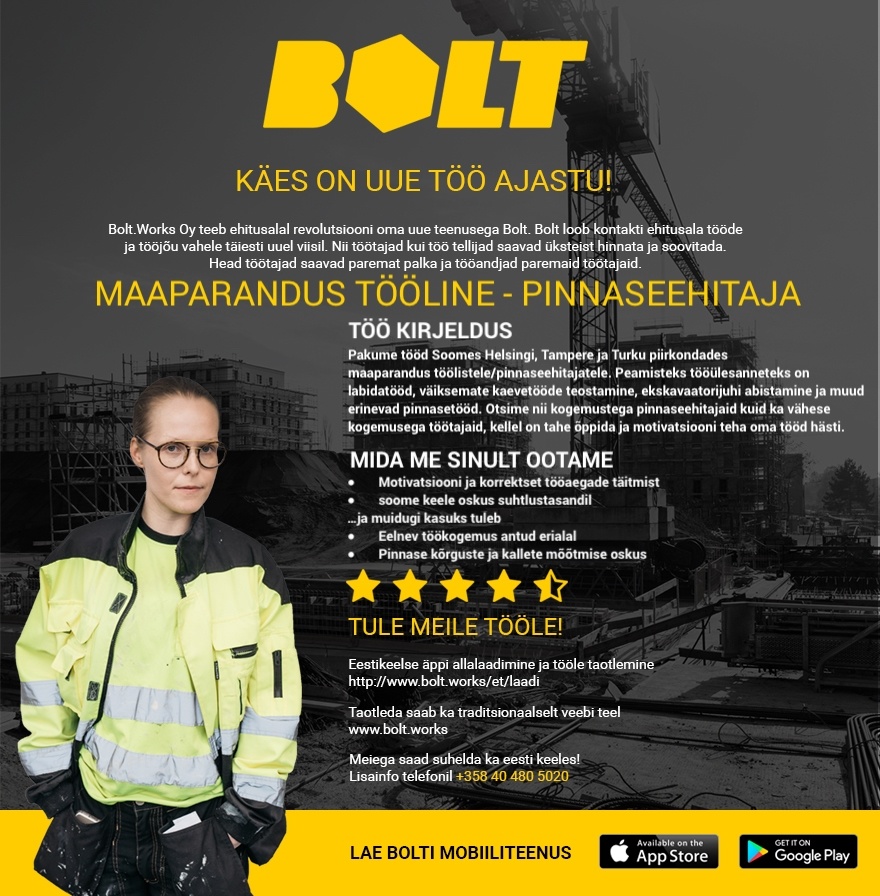 Bolt.Works Oy MAAPARANDUS TÖÖLINE - PINNASEEHITAJA