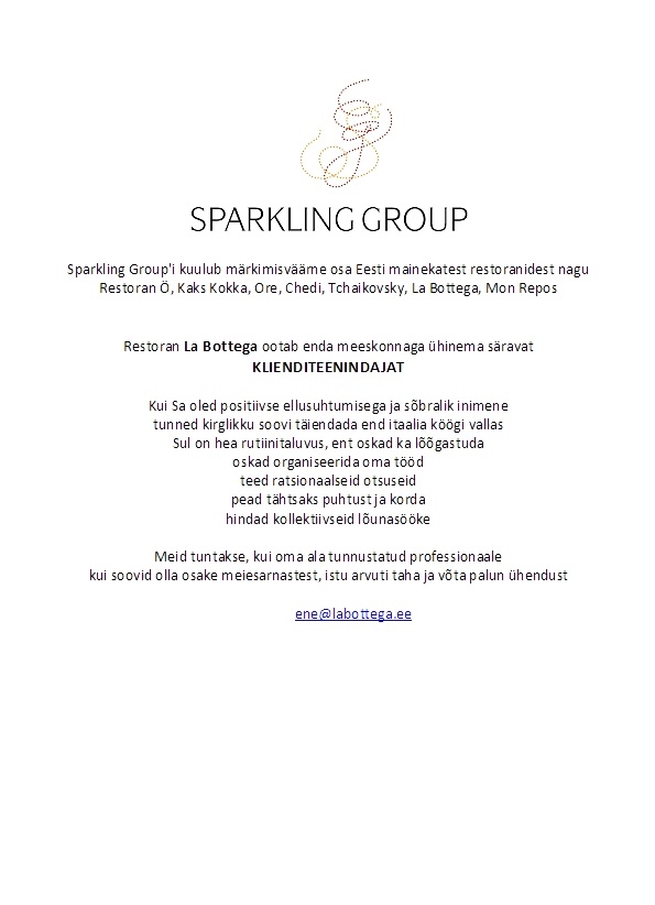 Sparkling Group OÜ Klienditeenindaja