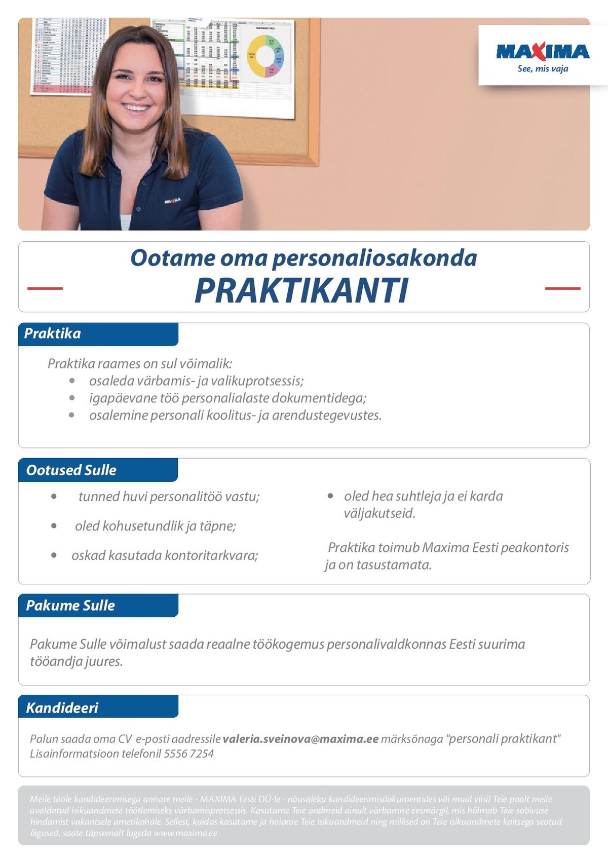 Maxima Eesti OÜ Personali praktikant