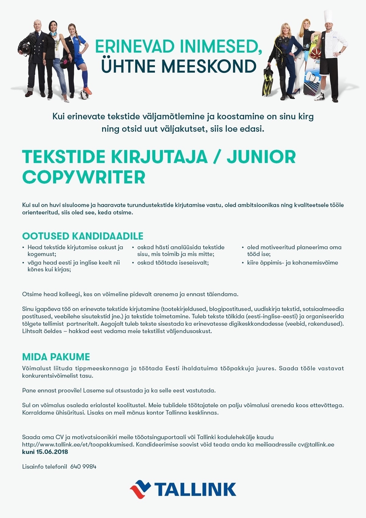 Tallink Grupp AS Tekstide kirjutaja (Junior copywriter)