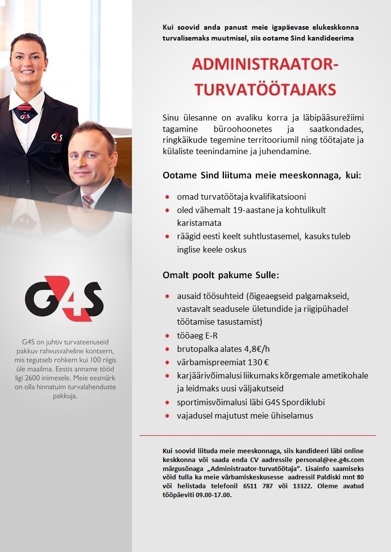 AS G4S Eesti Administraator-turvatöötaja