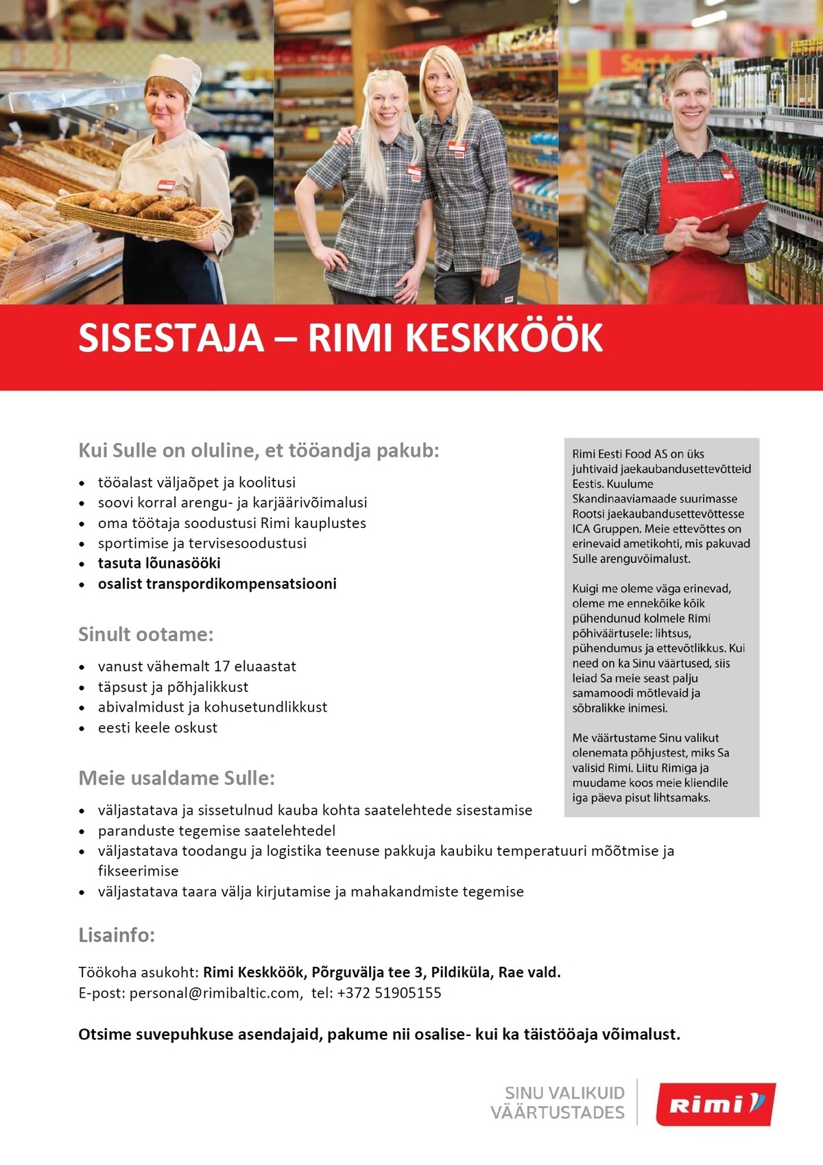 Rimi Eesti Food AS SISESTAJA SUVEKS - Rimi Keskköök