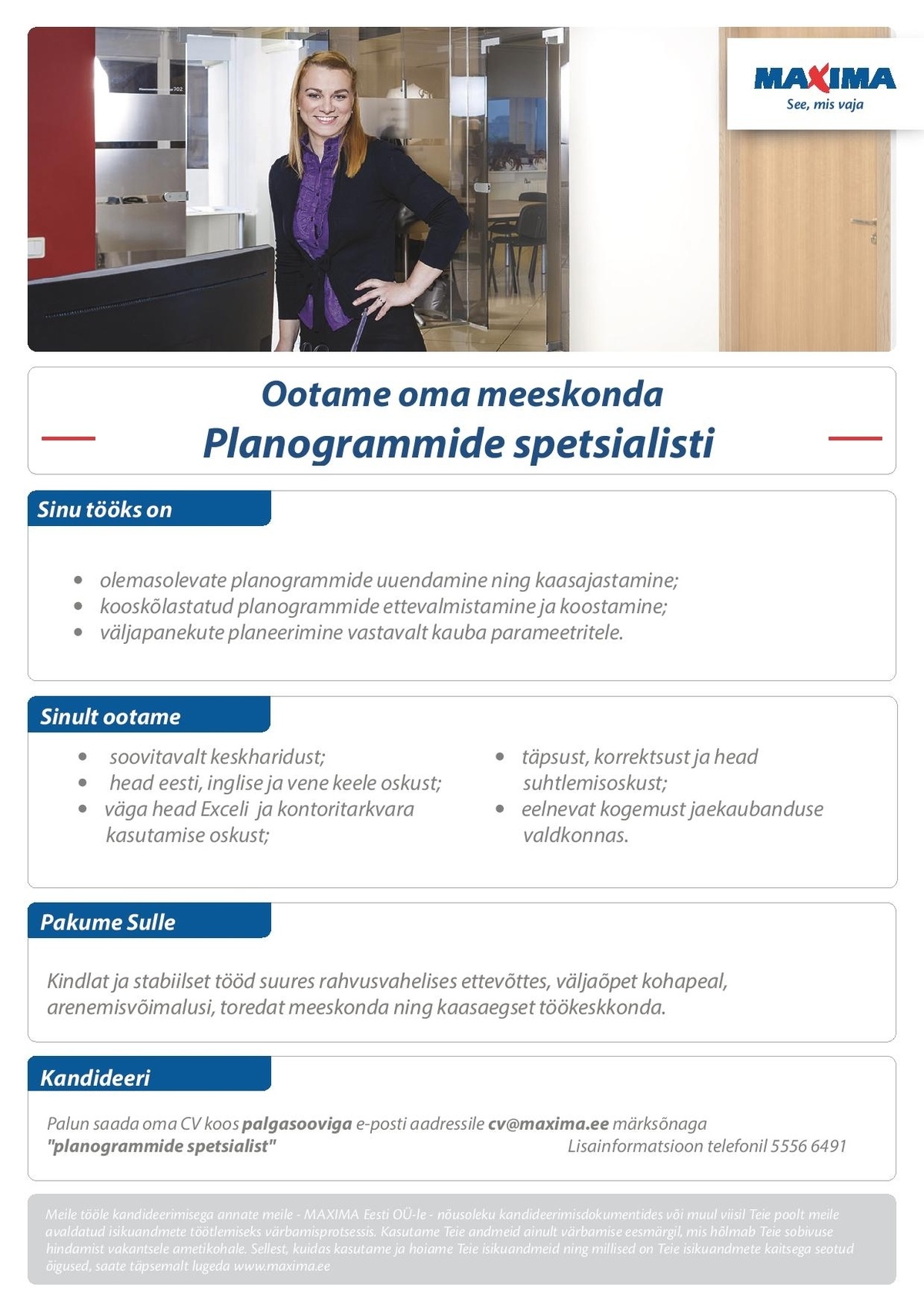 Maxima Eesti OÜ Planogrammide spetsialist