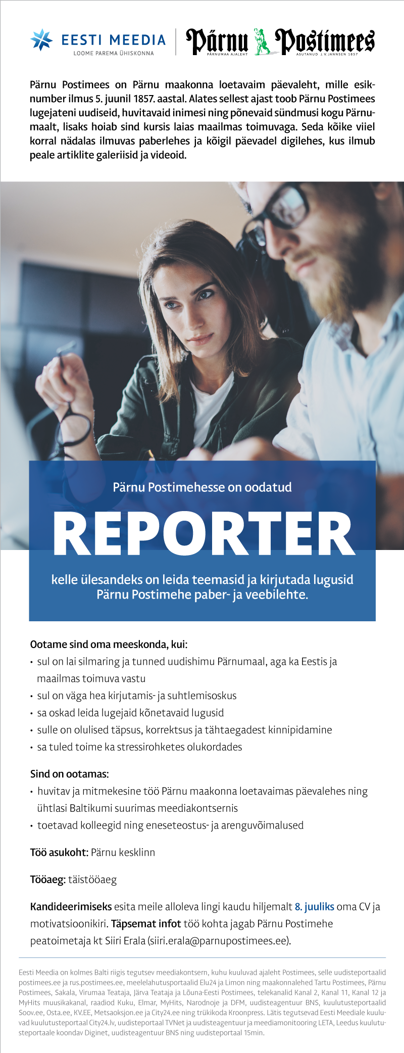Eesti Meedia Pärnu Postimehe reporter
