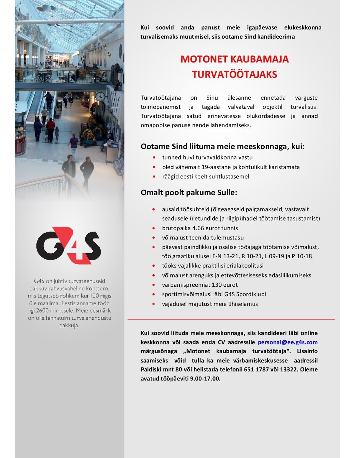 AS G4S Eesti Motonet kaubamaja turvatöötaja (Lasnamäe)