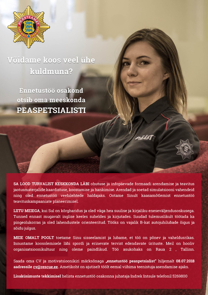 Päästeamet Ennetusosakonna peaspetsialist