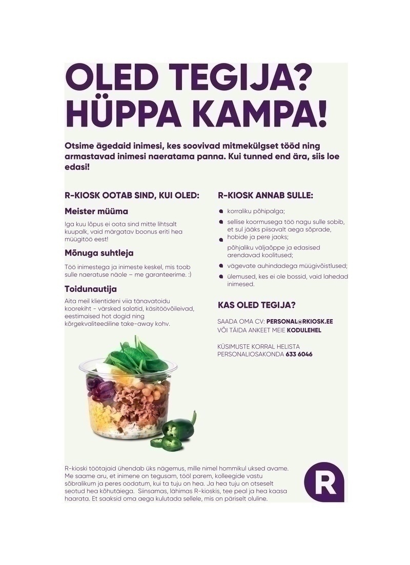 AS R-Kiosk Estonia Klienditeenindajaid Tallinna Kakumäe sadama R-Kioskisse