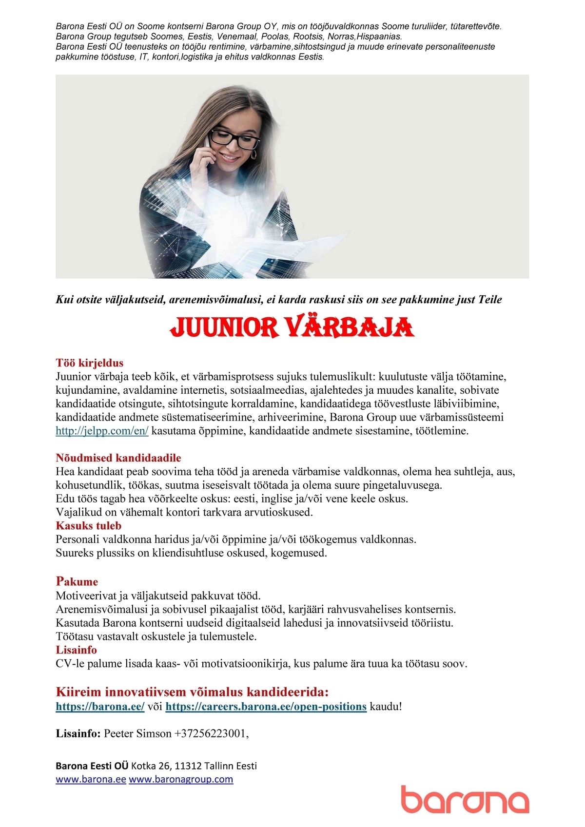 Barona Eesti OÜ JUUNIOR VÄRBAJA