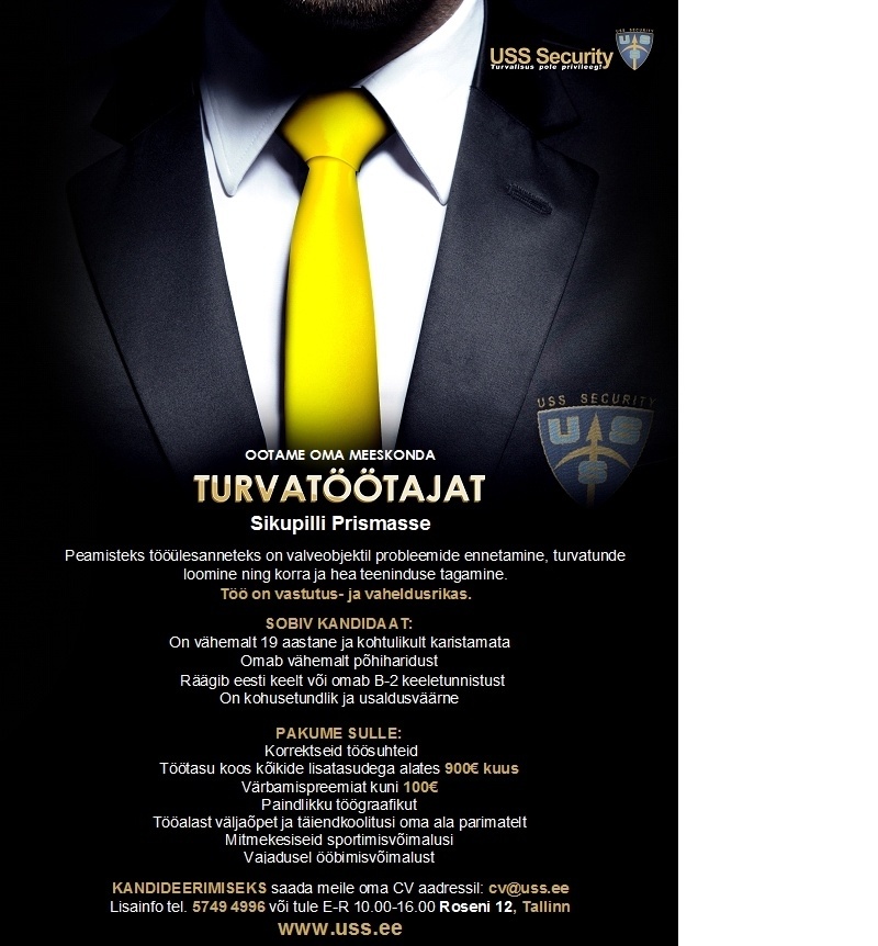USS SECURITY EESTI AS Turvatöötaja Sikupilli Prismasse