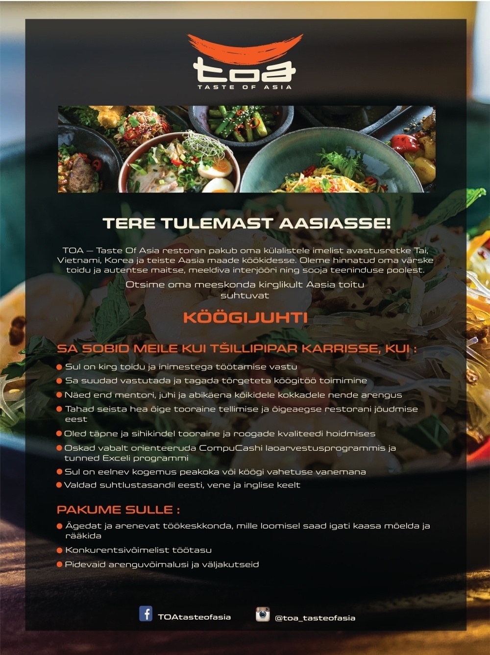 Asian Fusion OÜ Köögijuht