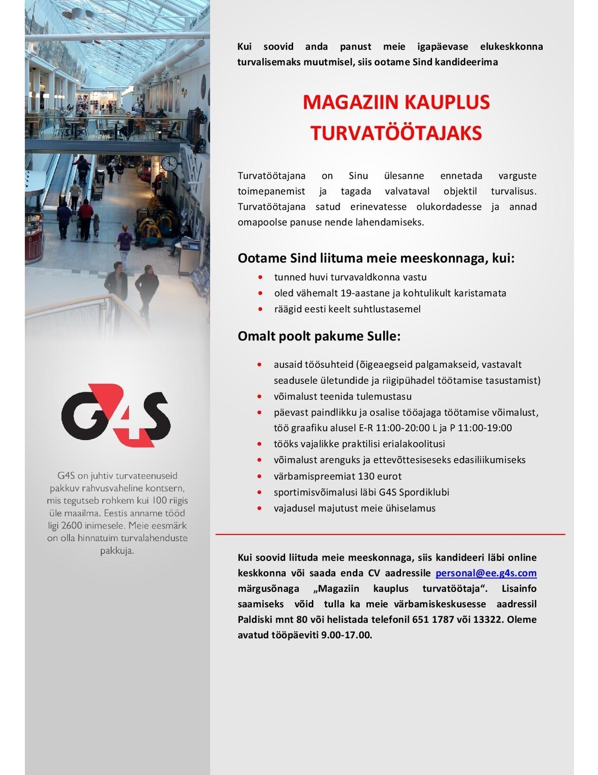 AS G4S Eesti Magaziin kaupluse turvatöötaja