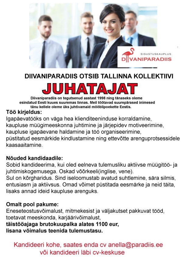 Diivaniparadiis OÜ Tallinna kaupluse juhataja