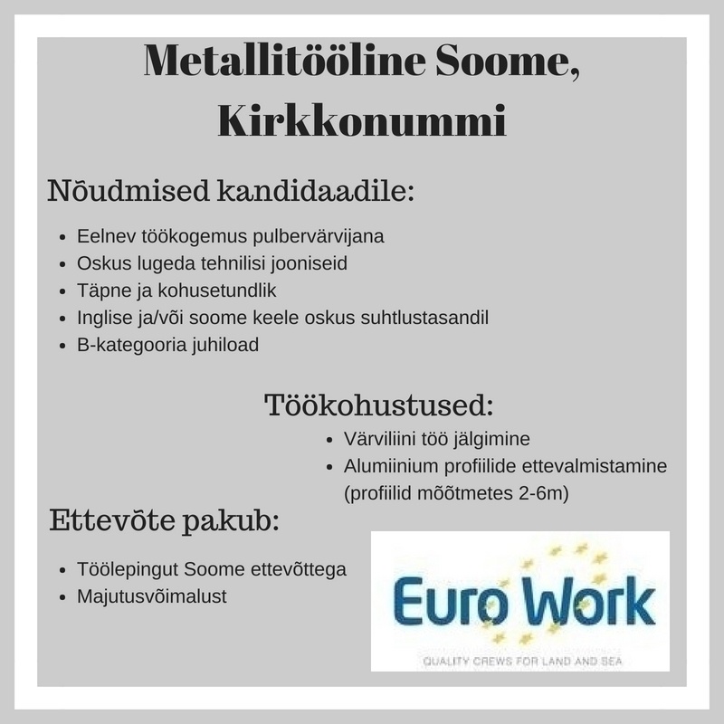 EURO WORK OÜ Metallitööline Soomes