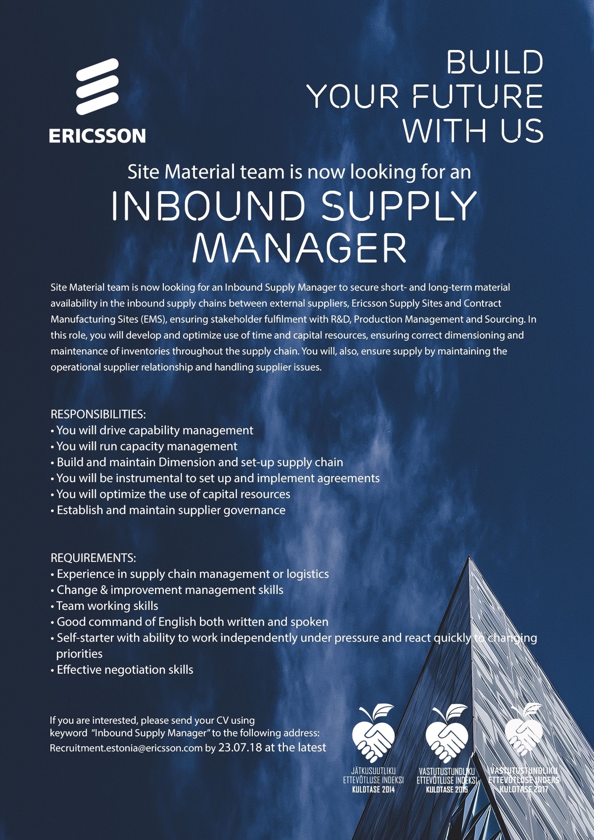 Ericsson Eesti AS Inbound Supply Manager